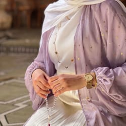 Galaxy kimono with stars in lilac 