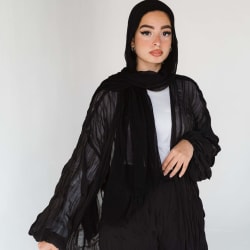 Chiffon Pleated kimono in black 