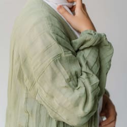 Pleated kimono in sage green
