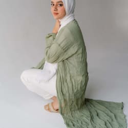 Pleated kimono in sage green