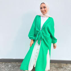Front tie cardigan in green