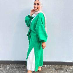 Front tie cardigan in green