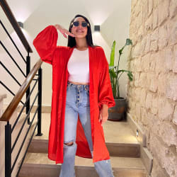 Sila kimono in Red