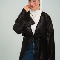 Elegance pleated kimono in black