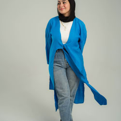 Front tie in blue 