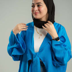 Front tie in blue 