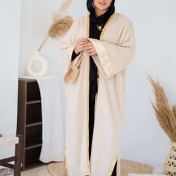  calligraphy kaftan in beige 