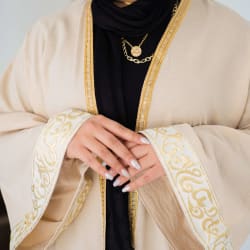  calligraphy kaftan in beige 