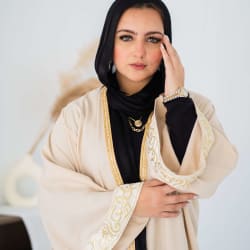  calligraphy kaftan in beige 