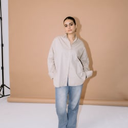 beige shirt