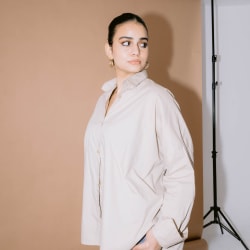 beige shirt