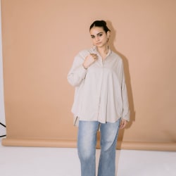 beige shirt