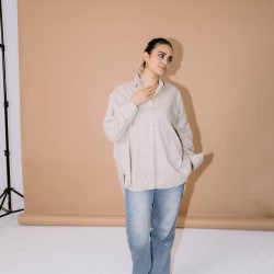 beige shirt