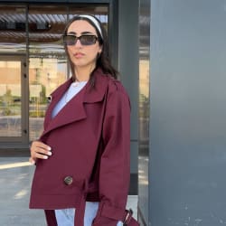 Cropped coat in burgundy 