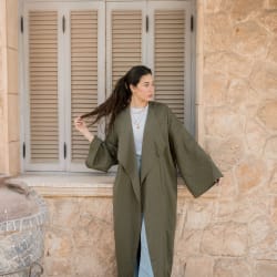 Shiny stud kimono - Olive 