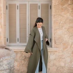 Shiny stud kimono - Olive 