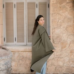 Shiny stud kimono - Olive 