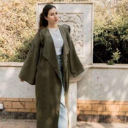 Shiny stud kimono - Olive 