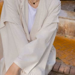 Shiny stud kimono - Beige 