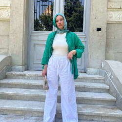 Linen pants in white 