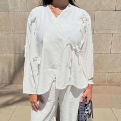 The ribbon blouse - white 