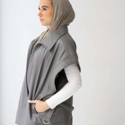 Leather vest-Grey