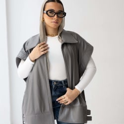 Leather vest-Grey