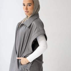 Leather vest-Grey