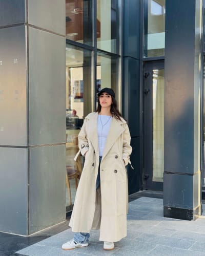 Long Trench coat in beige 