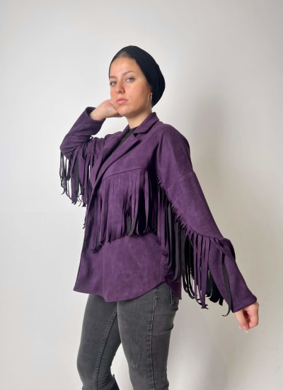 Burgundy fringes jacket  Image