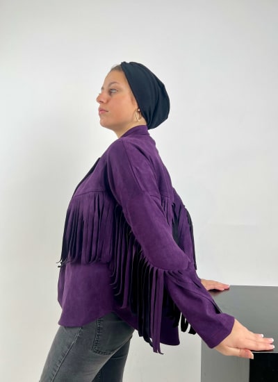 Burgundy fringes jacket  Image