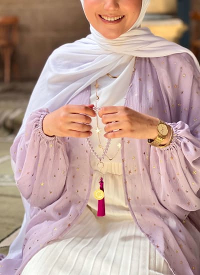 Galaxy kimono with stars in lilac  Image