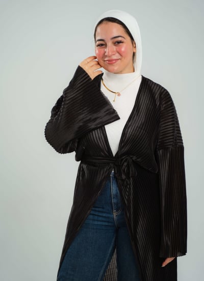 Elegance pleated kimono in black Image