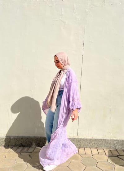 Pleated kimono in lilac Image
