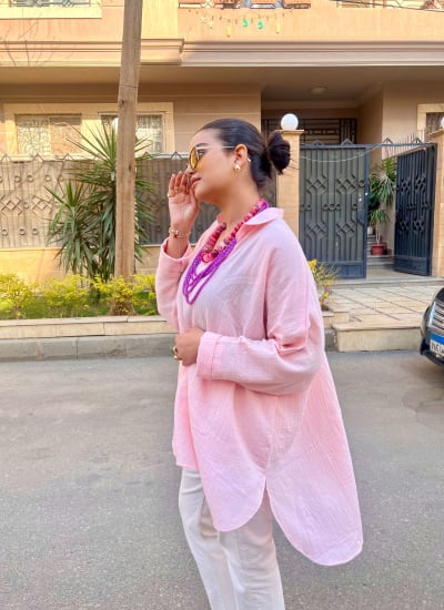 Ellen top in powder pink Image