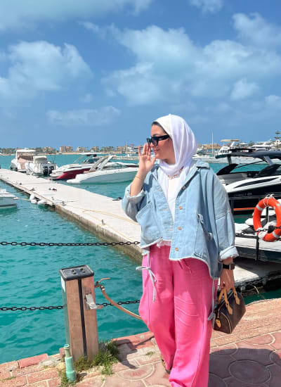 Pure linen pants in pink Image