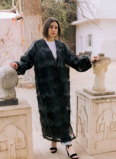 Feather kimono - Black Image