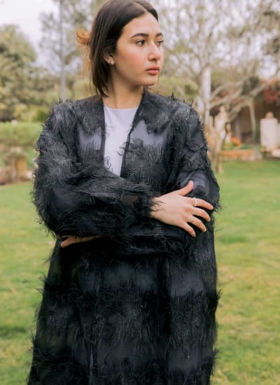 Feather kimono - Black Image