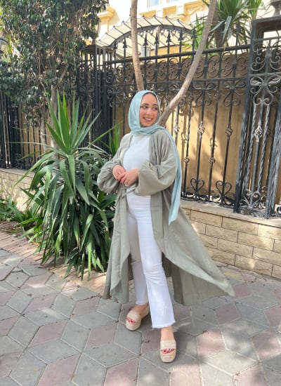 Flowy cardigan in olive  Image