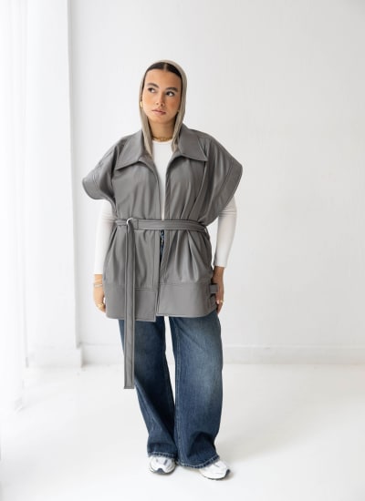 Leather vest-Grey Image