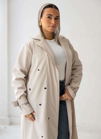 The Eyelet coat- Beige Image