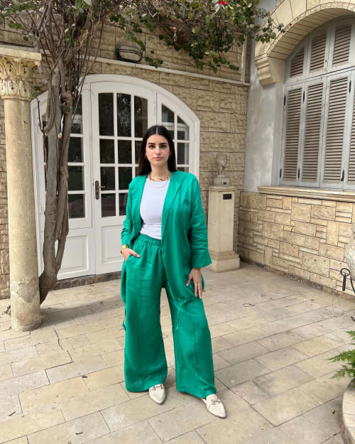 Linen pants -emerald 