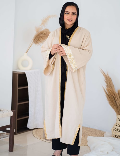  calligraphy kaftan in beige 