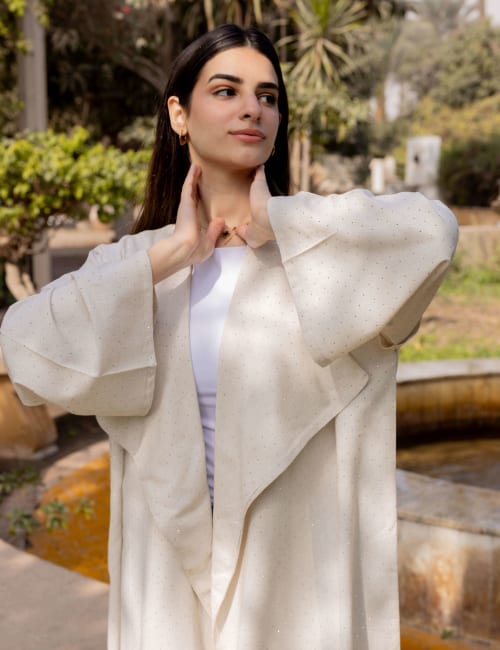 Shiny stud kimono - Beige 