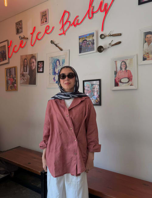 Wrap linen shirt - Dusty teracotta