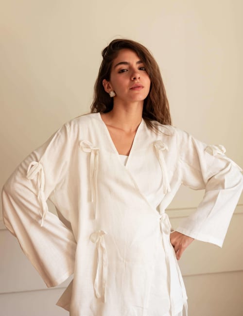 The ribbon blouse - white 