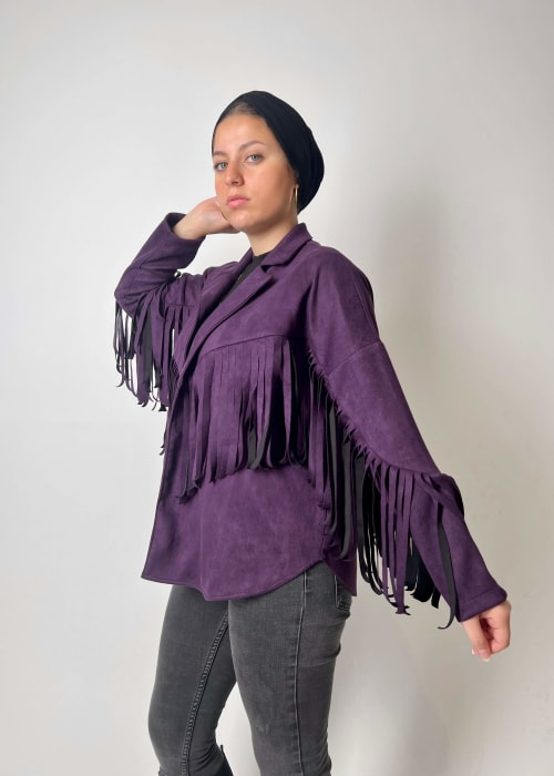 Burgundy fringes jacket 