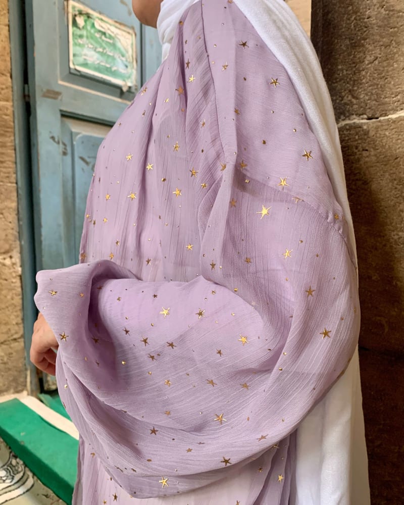 Galaxy kimono with stars in lilac 