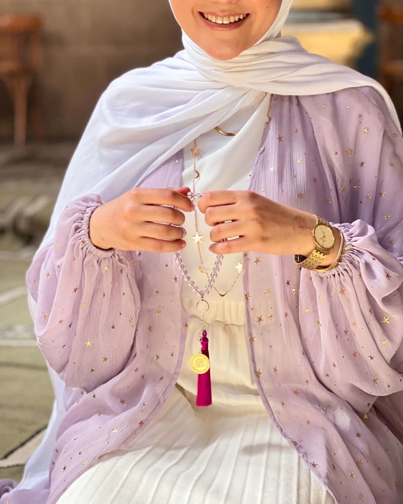 Galaxy kimono with stars in lilac 