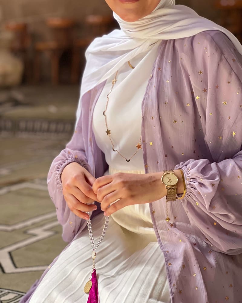 Galaxy kimono with stars in lilac 